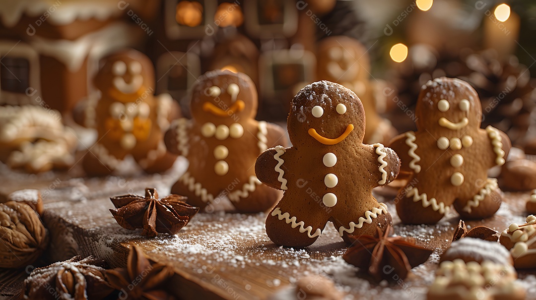 Biscoitos natalinos sobre fundo isolado