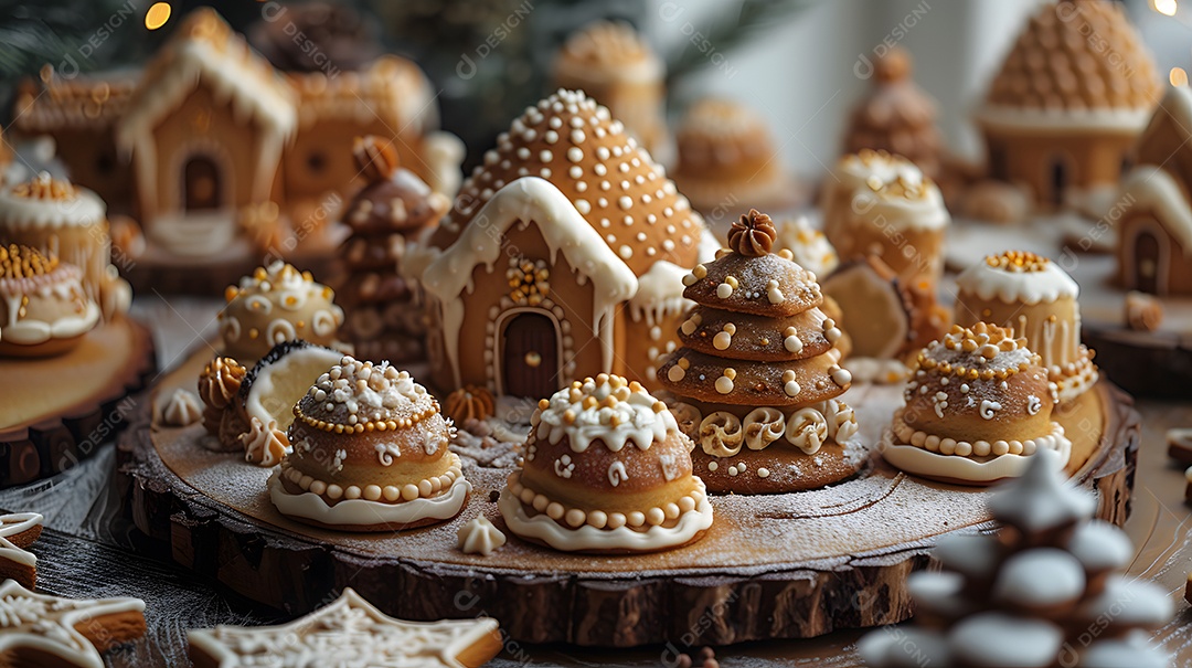 Biscoitos natalinos sobre fundo isolado