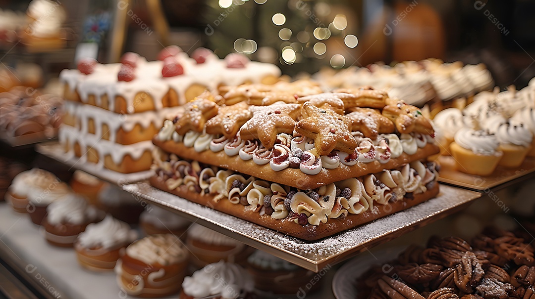 Biscoitos natalinos sobre fundo isolado