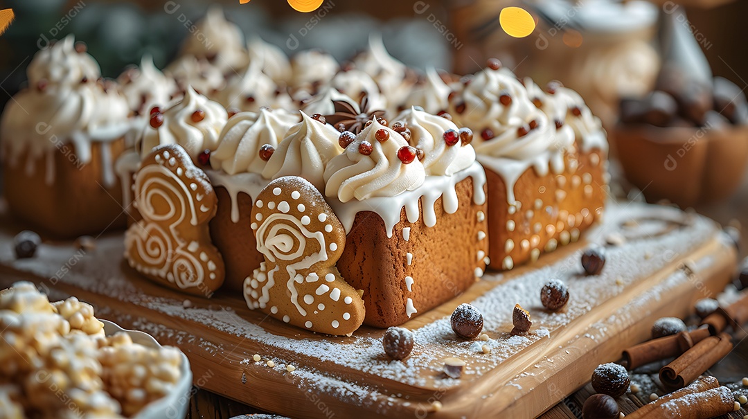Biscoitos natalinos sobre fundo isolado