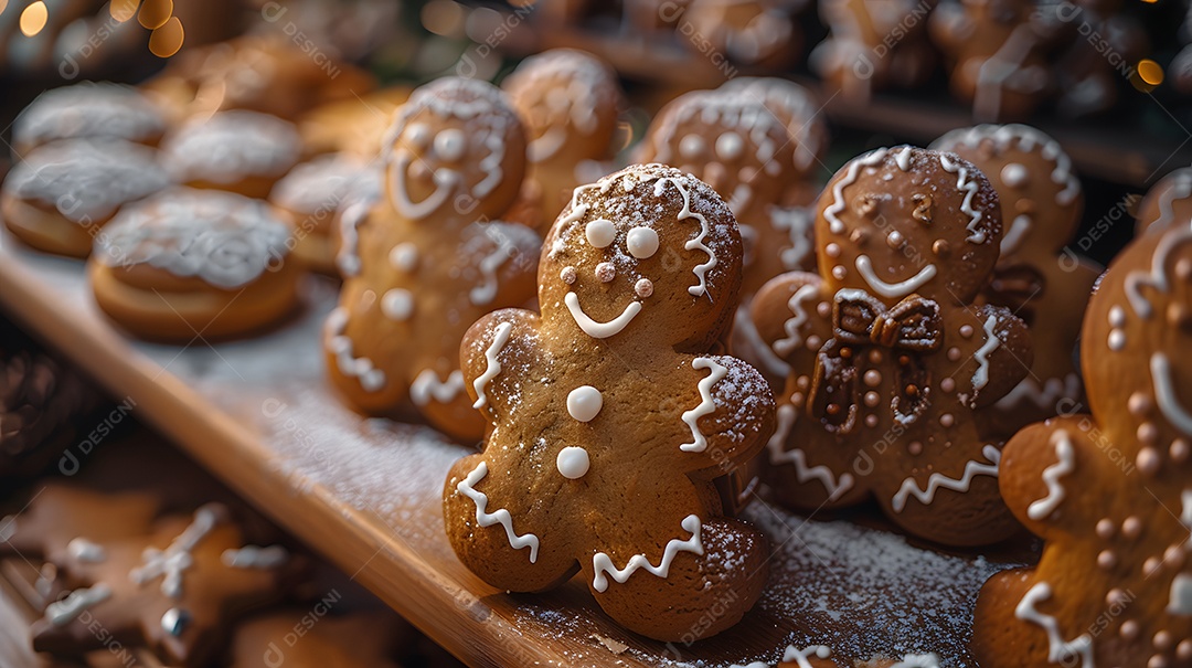 Biscoitos natalinos sobre fundo isolado