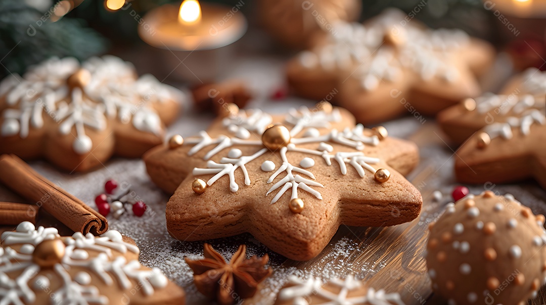 Biscoitos natalinos sobre fundo isolado