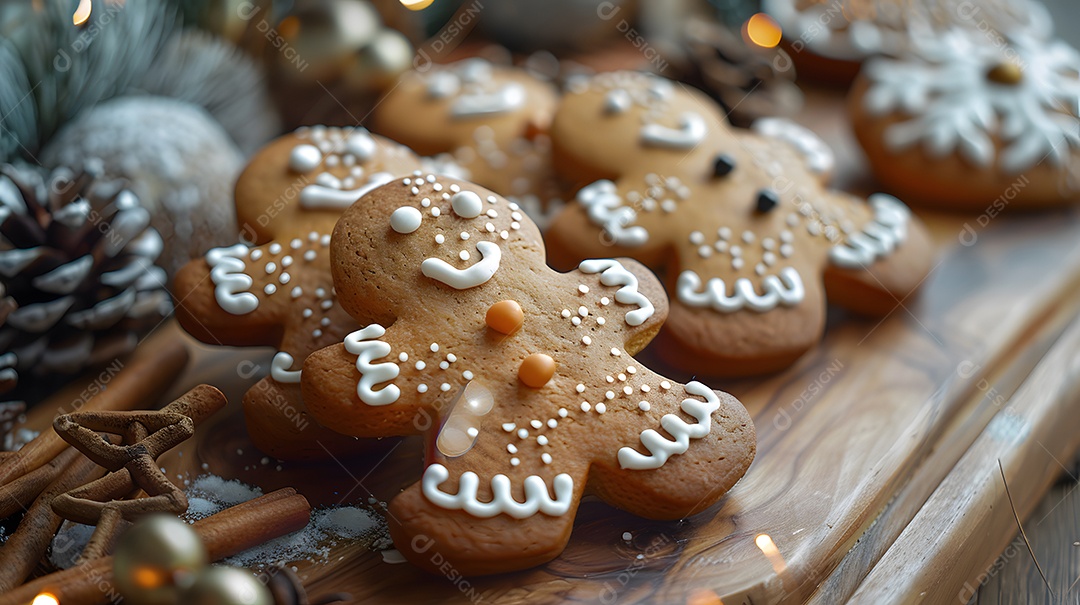 Biscoitos natalinos sobre fundo isolado