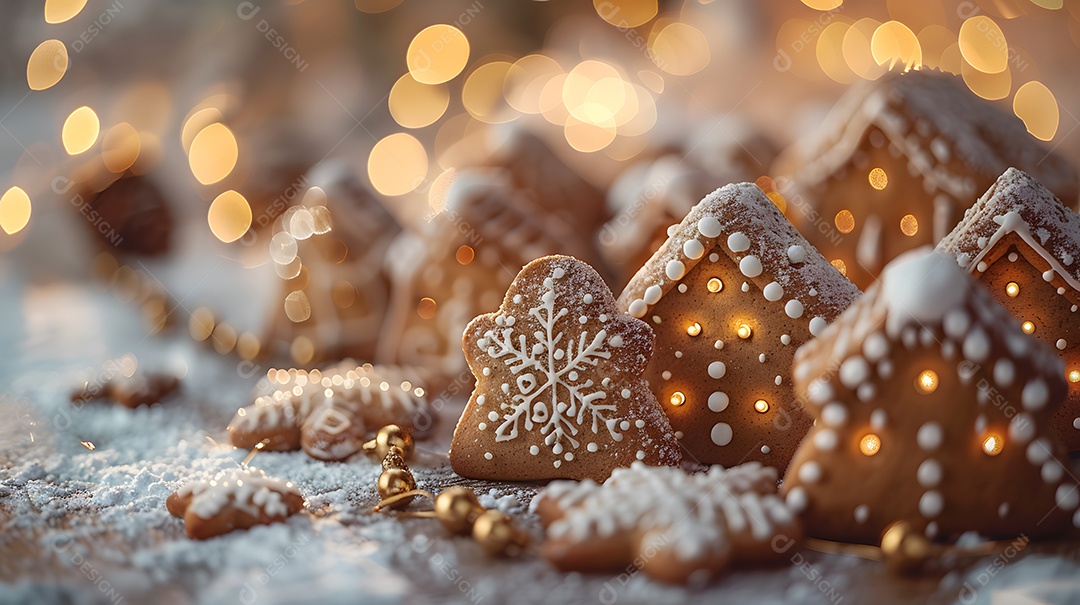 Biscoitos natalinos sobre fundo isolado