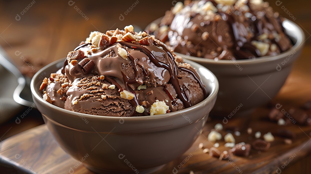 Delicioso sorvete de chocolate sobre fundo isolado