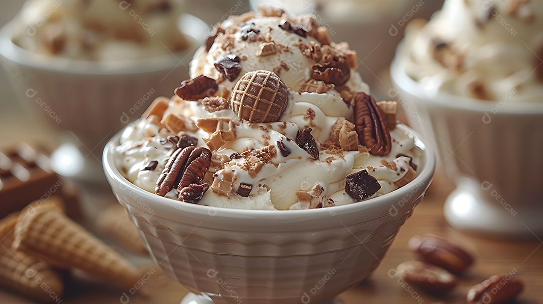 Delicioso sorvete de chocolate sobre fundo isolado