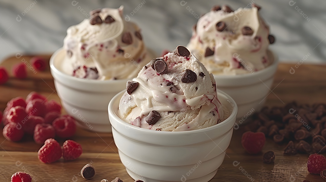 Delicioso sorvete de chocolate sobre fundo isolado