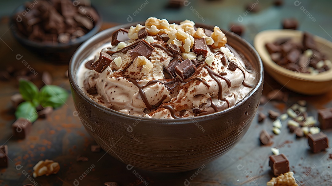 Delicioso sorvete de chocolate sobre fundo isolado