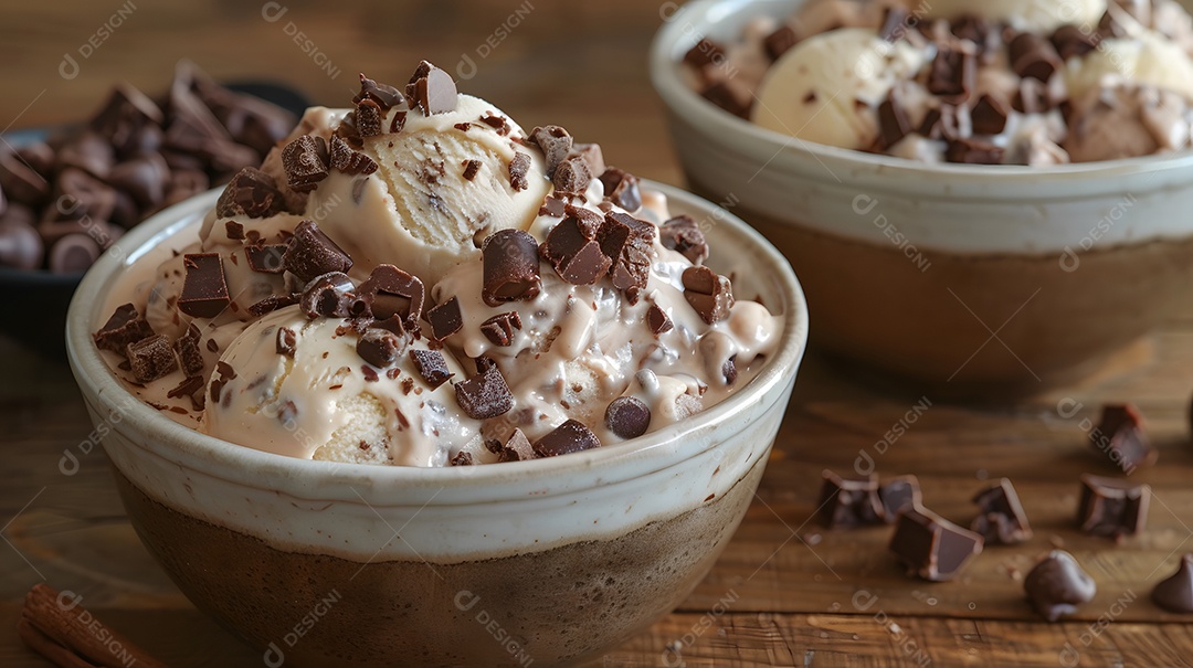 Delicioso sorvete de chocolate sobre fundo isolado