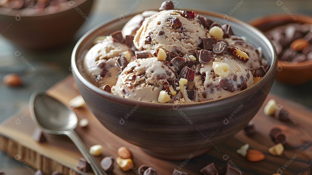 Delicioso sorvete de chocolate sobre fundo isolado