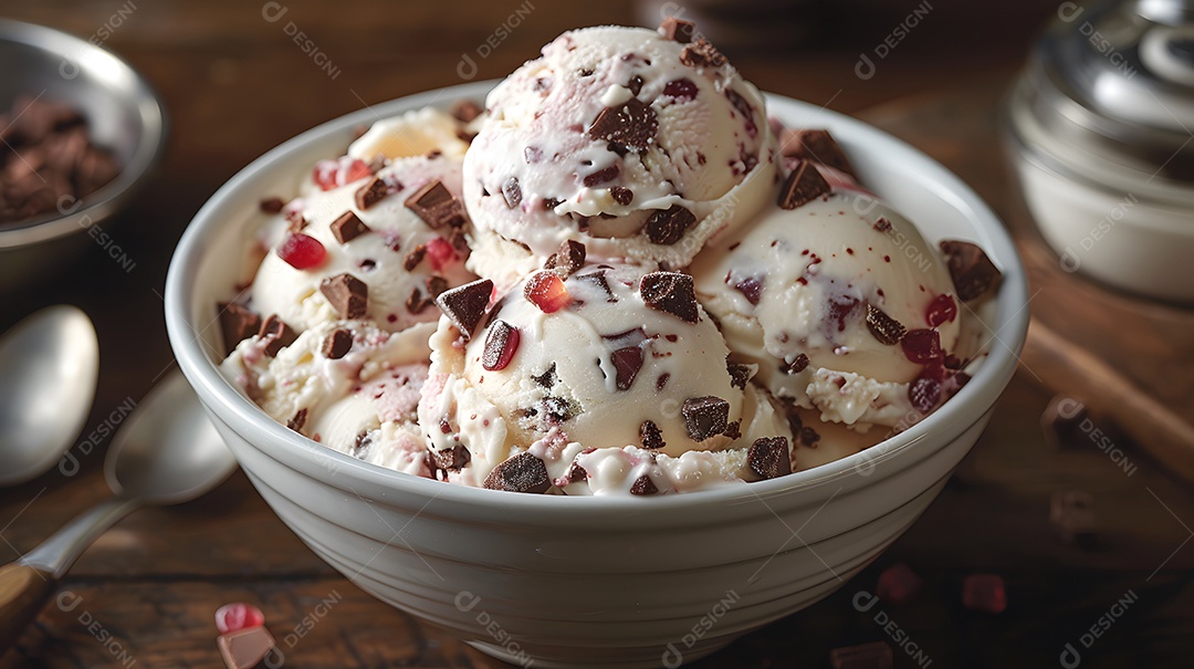 Delicioso sorvete de chocolate sobre fundo isolado