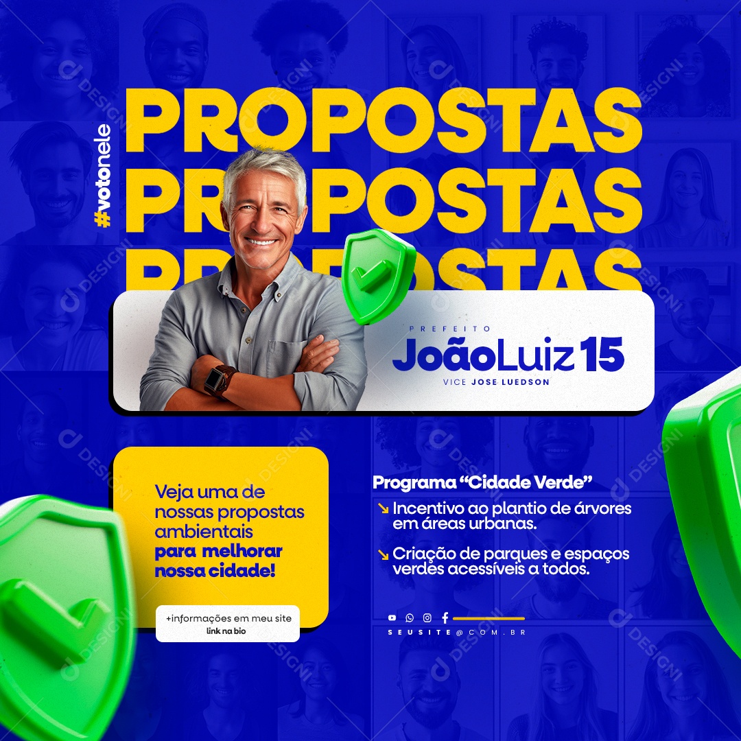 Política Propostas Vote nele João Luiz Social Media PSD Editável