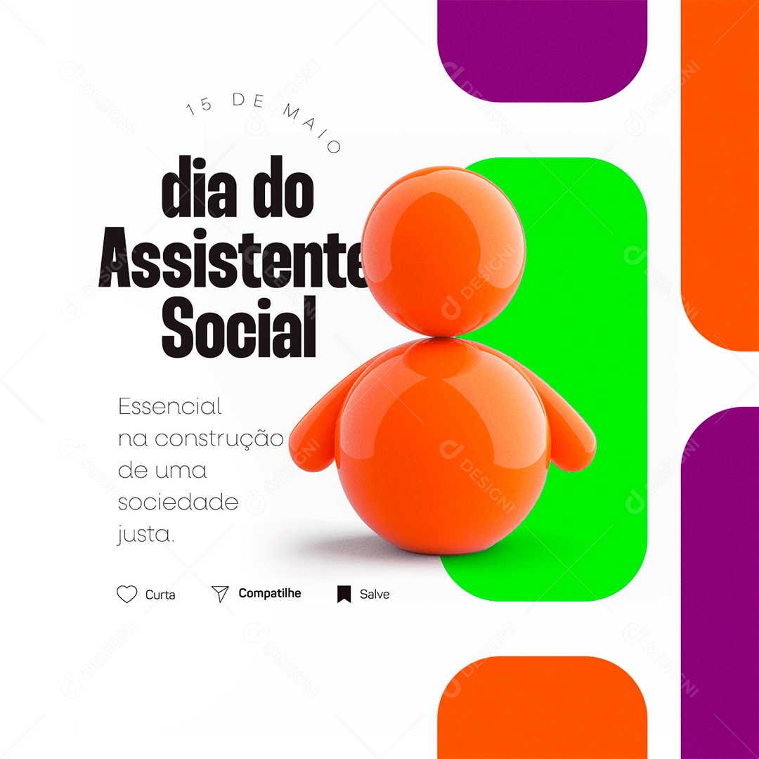 Dia do Assistente Social 15 de Maio Essencial na Construção Social Media PSD Editável