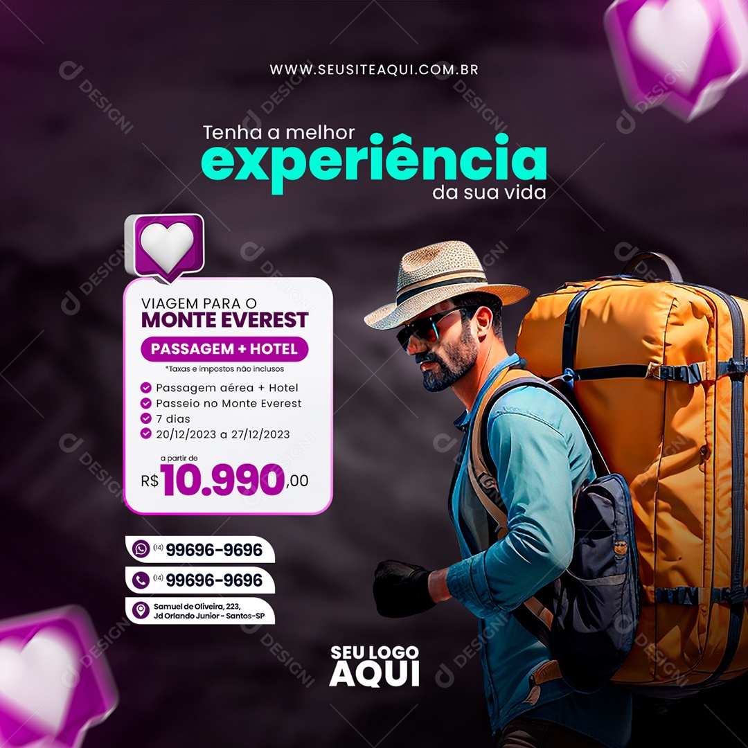 Agência de Viagens Turismo Social Media PSD Editável