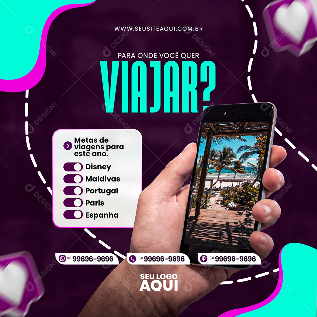 Agência de Viagens Turismo Social Media PSD Editável