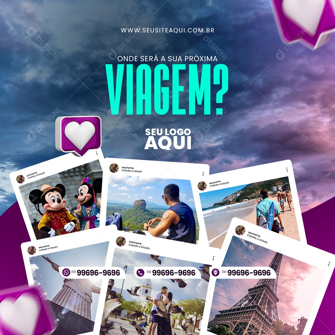 Agência de Viagens Turismo Social Media PSD Editável