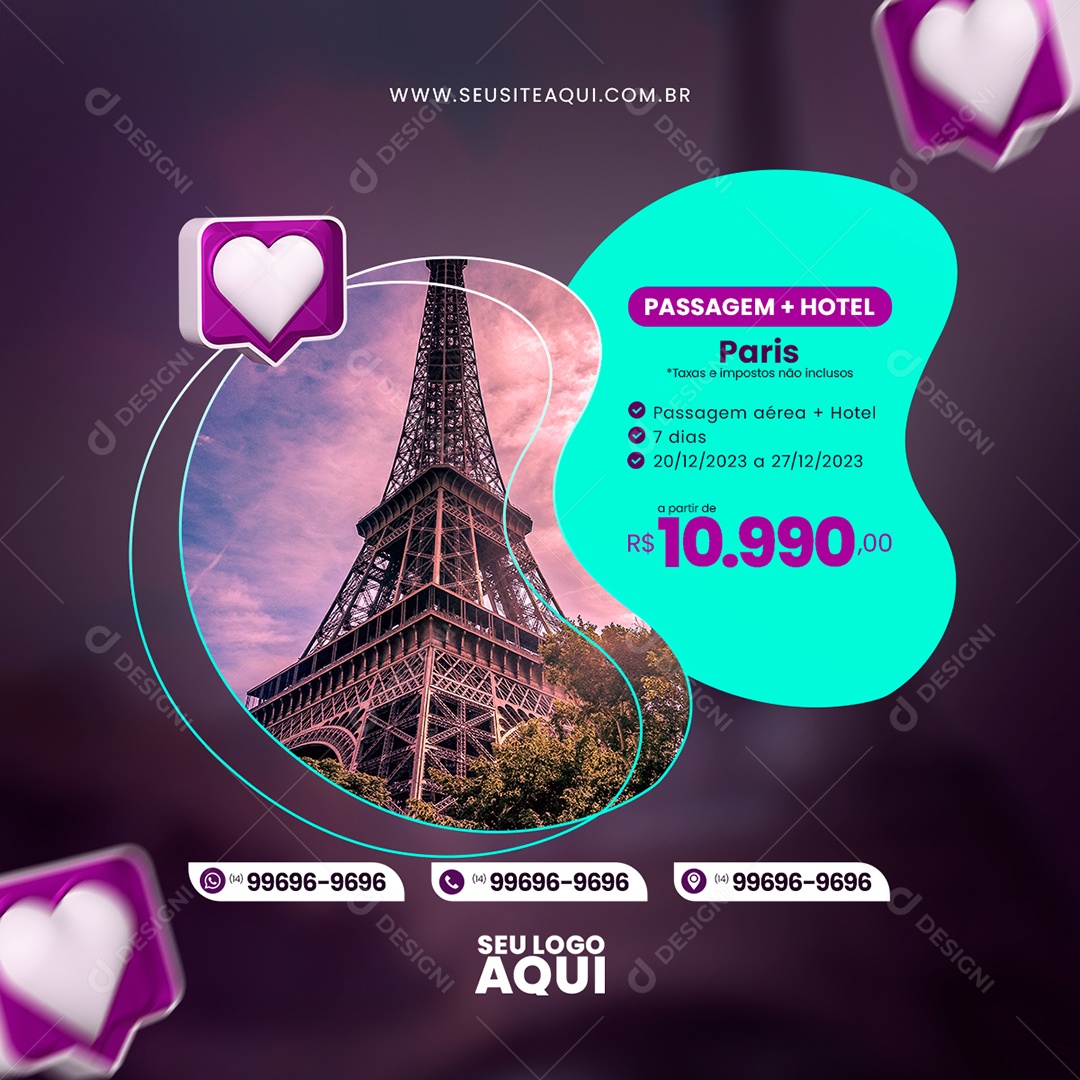 Agência de Viagens Turismo Social Media PSD Editável