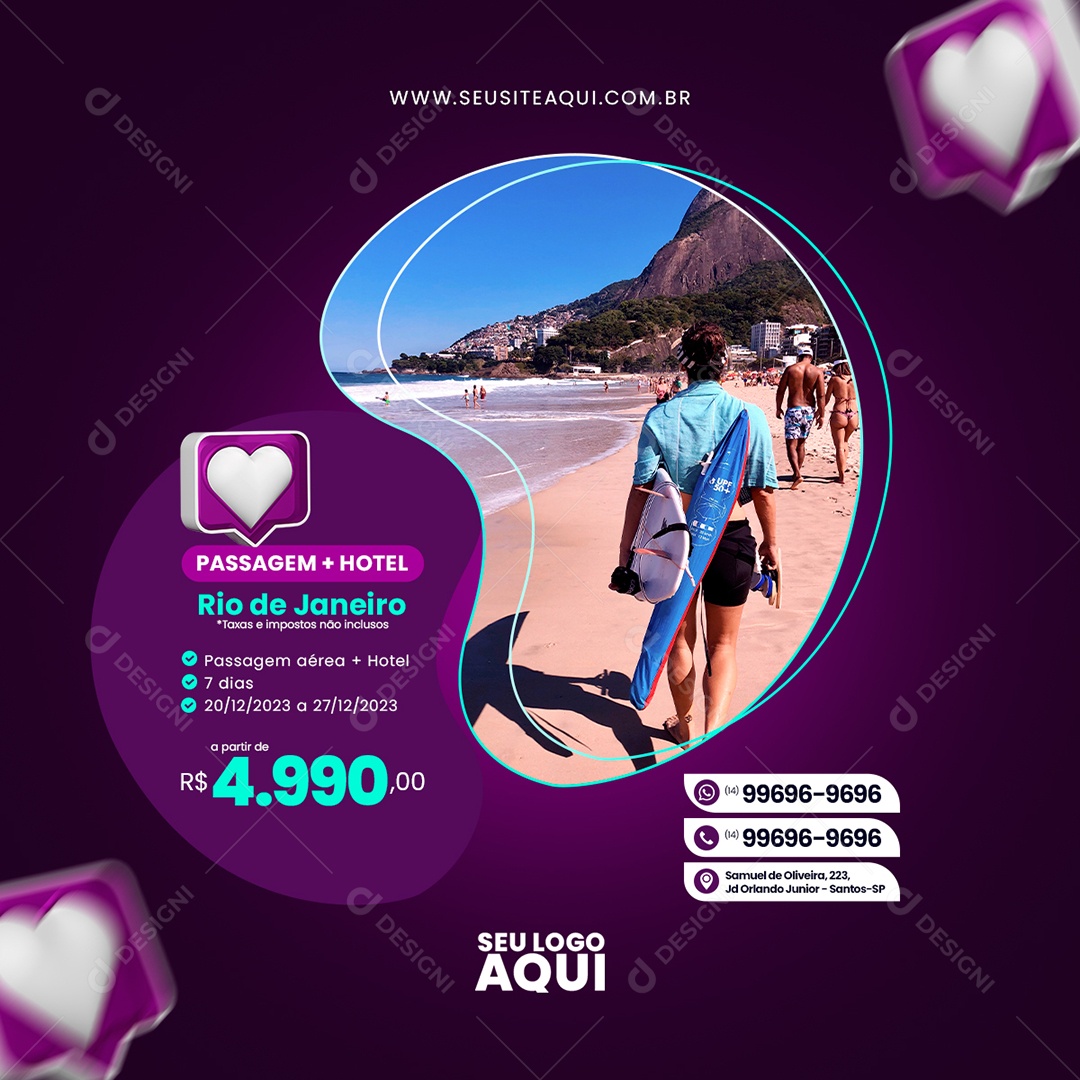 Agência de Viagens Turismo Social Media PSD Editável