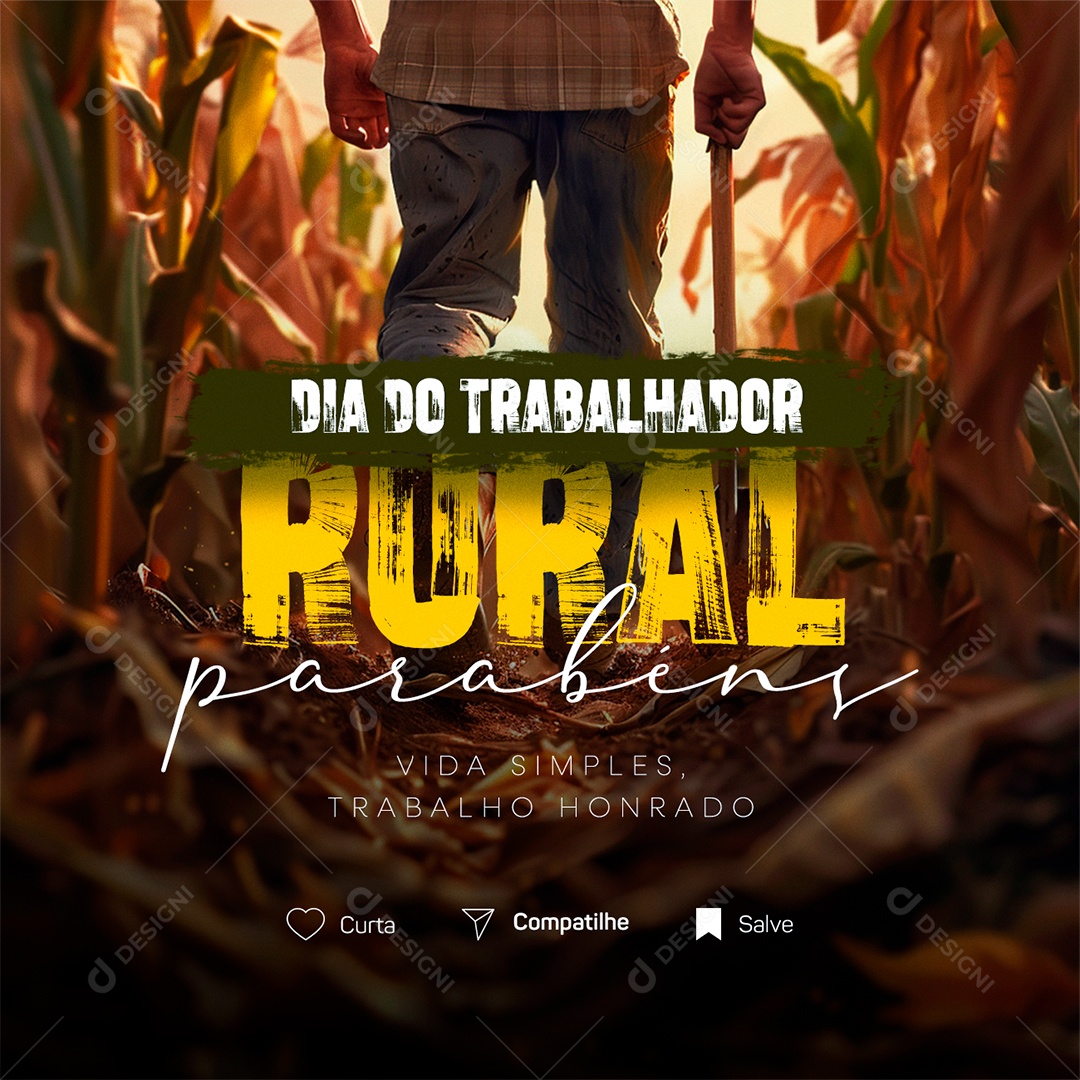 Dia do Trabalhador Rural 25 de Maio Parabéns Social Media PSD Editável