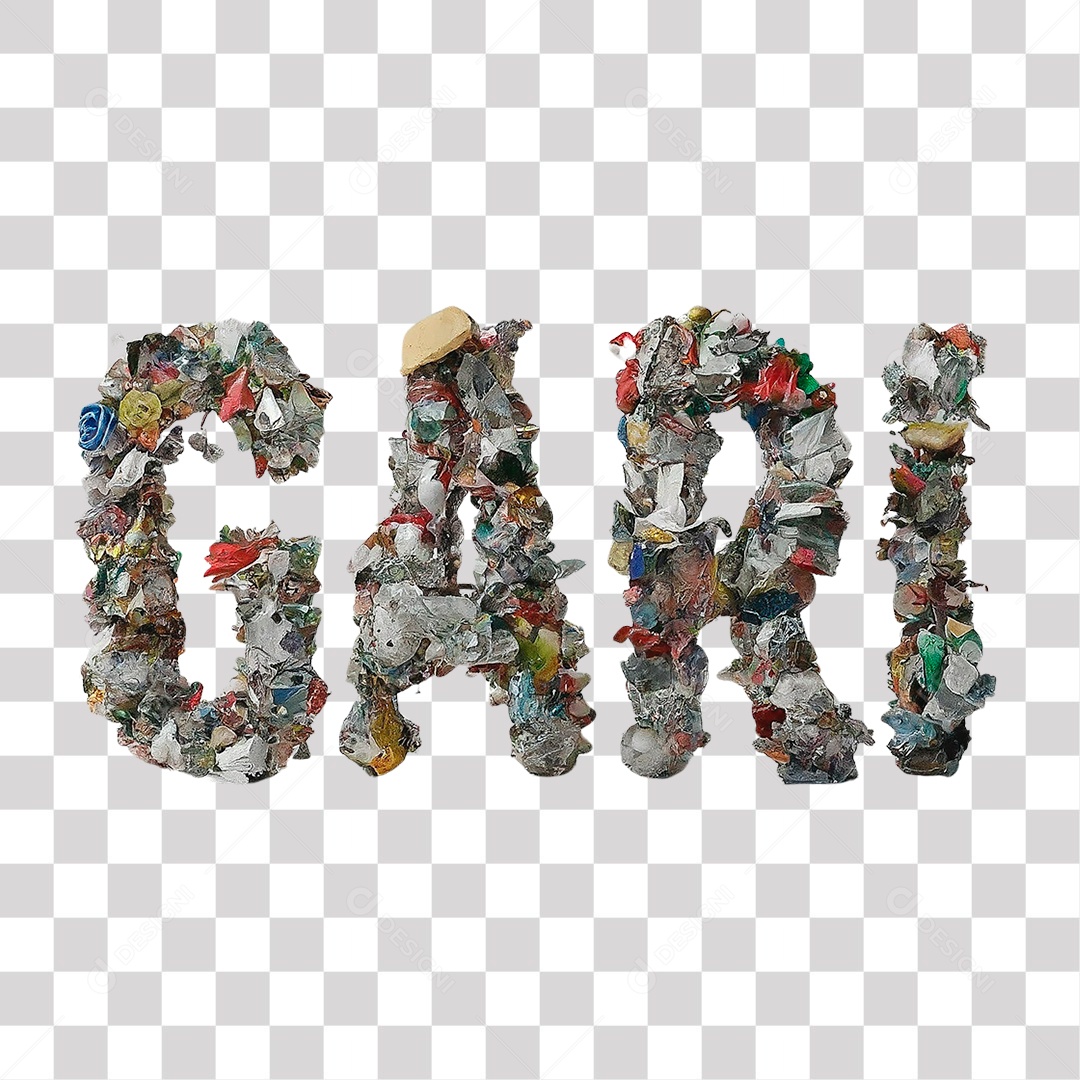 Dia do Gari Texto 3D para Composição PNG Transparente