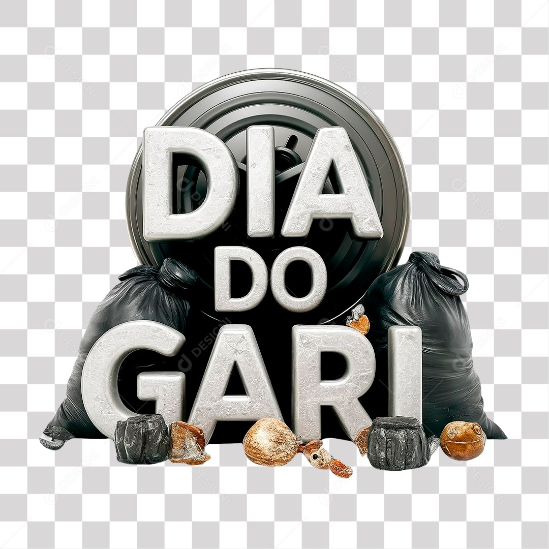 Dia do Gari Selo 3D para Composição PNG Transparente