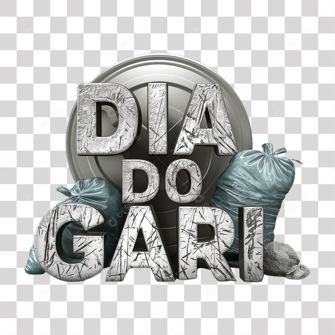 Selo 3D Dia do Gari para Composição PNG Transparente