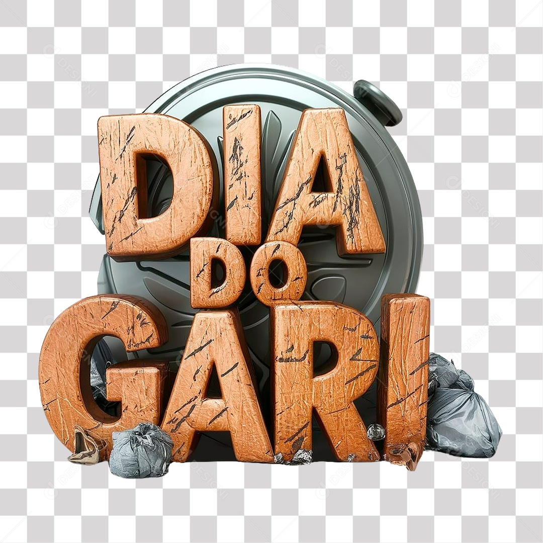 Selo 3D Dia do Gari para Composição PNG Transparente