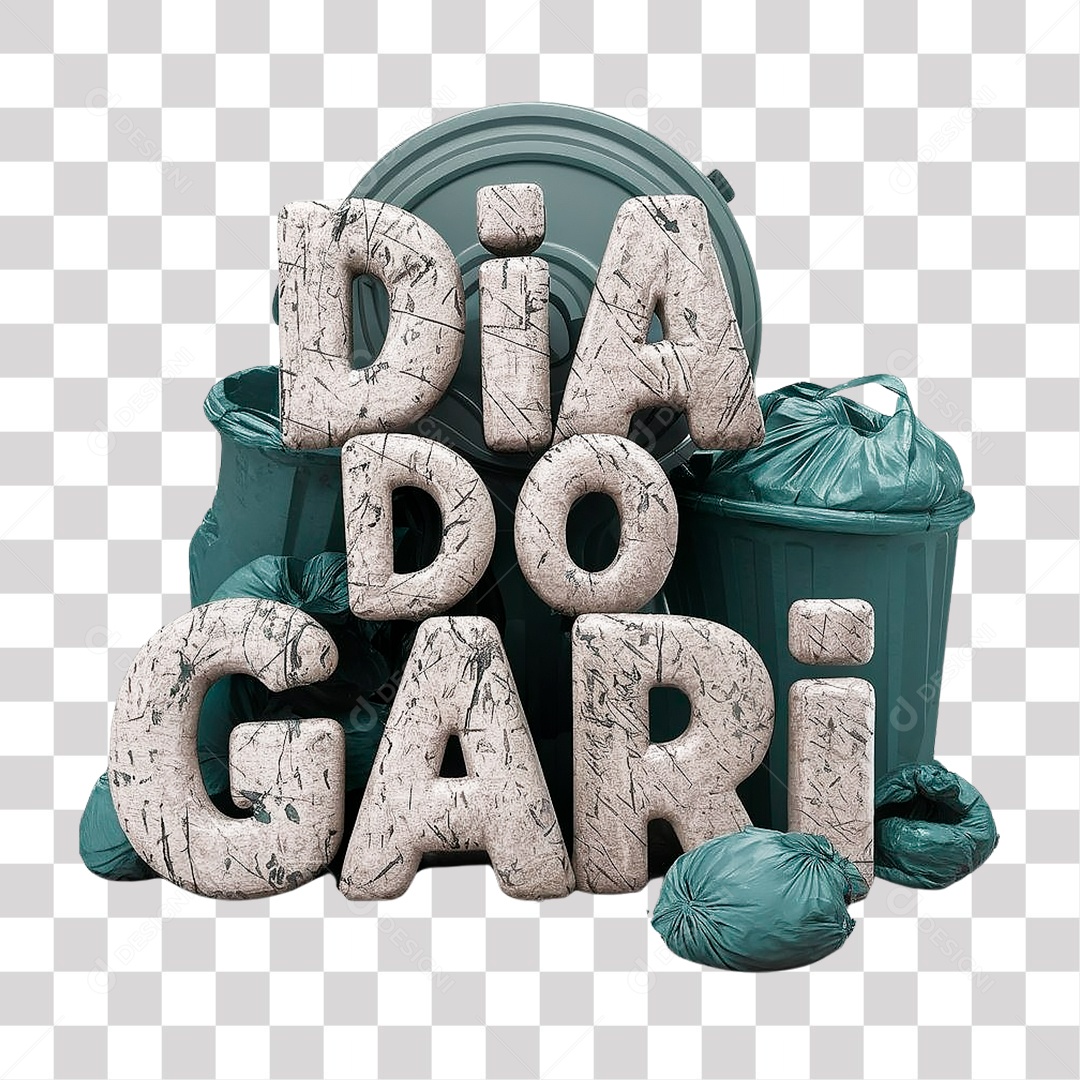 Selo 3D Dia do Gari para Composição PNG Transparente
