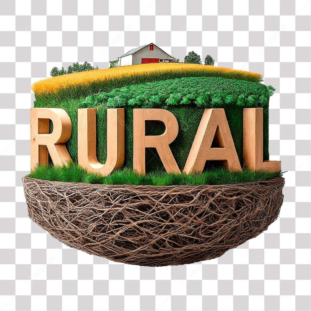 Selo 3D Rural para Composição PNG Transparente