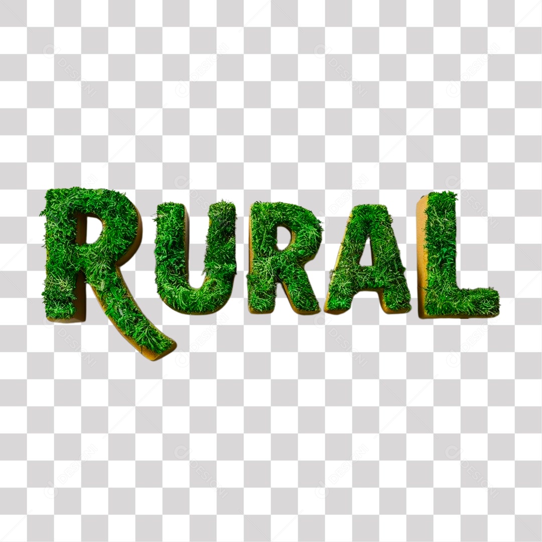 Rural Texto 3D Verde para Composição PNG Transparente