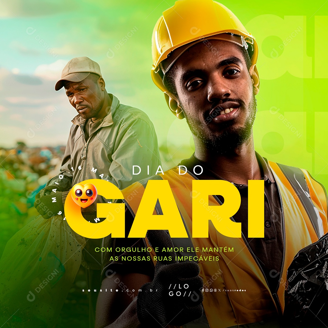 Dia Do Gari 16 de Maio Com Orgulho e Amor Social Media PSD Editável