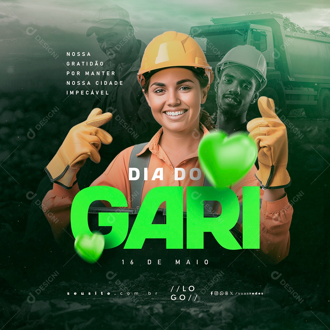 Dia Do Gari 16 de Maio Nossa Gratidão Social Media PSD Editável