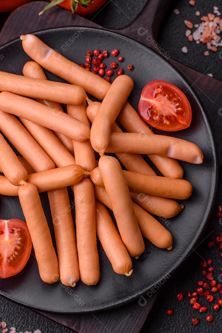 Deliciosa salsicha vegetariana fresca ou salsicha feita de proteína vegetal tofu ou leguminosas seitan, trigo magro com sal e especiarias em fundo de textura