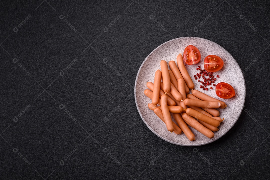 Deliciosa salsicha vegetariana fresca ou salsicha feita de proteína vegetal tofu ou leguminosas seitan, trigo magro com sal e especiarias em fundo de textura