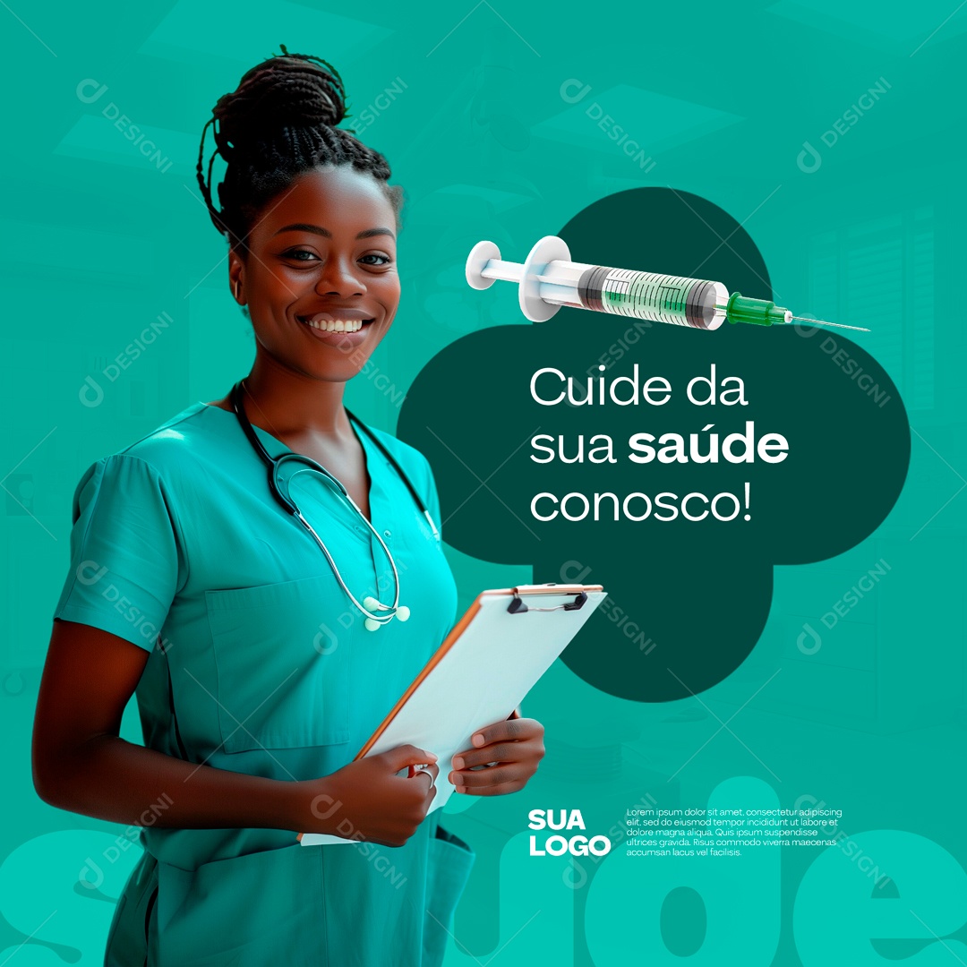 Cuide da sua Saúde Conosco Social Media PSD Editável