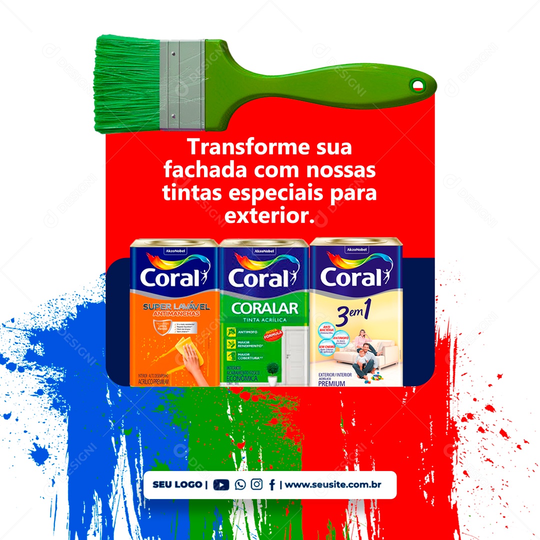 Transforma sua Fachada com nossas Tintas Especiais Social Media PSD Editável