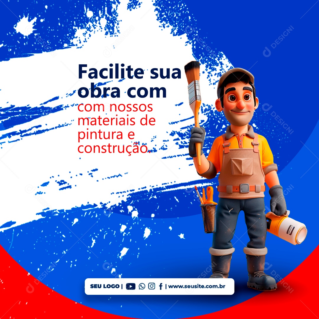 Facilite sua Obra com nossos Materiais de Pintura e Construção Social Media PSD Editável