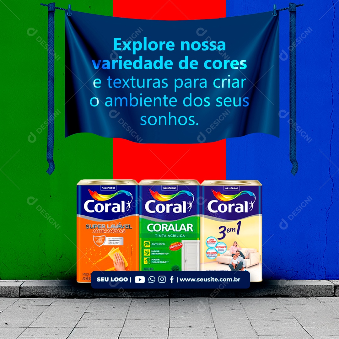 Explore nossa Variedade de Cores e Texturas Social Media PSD Editável