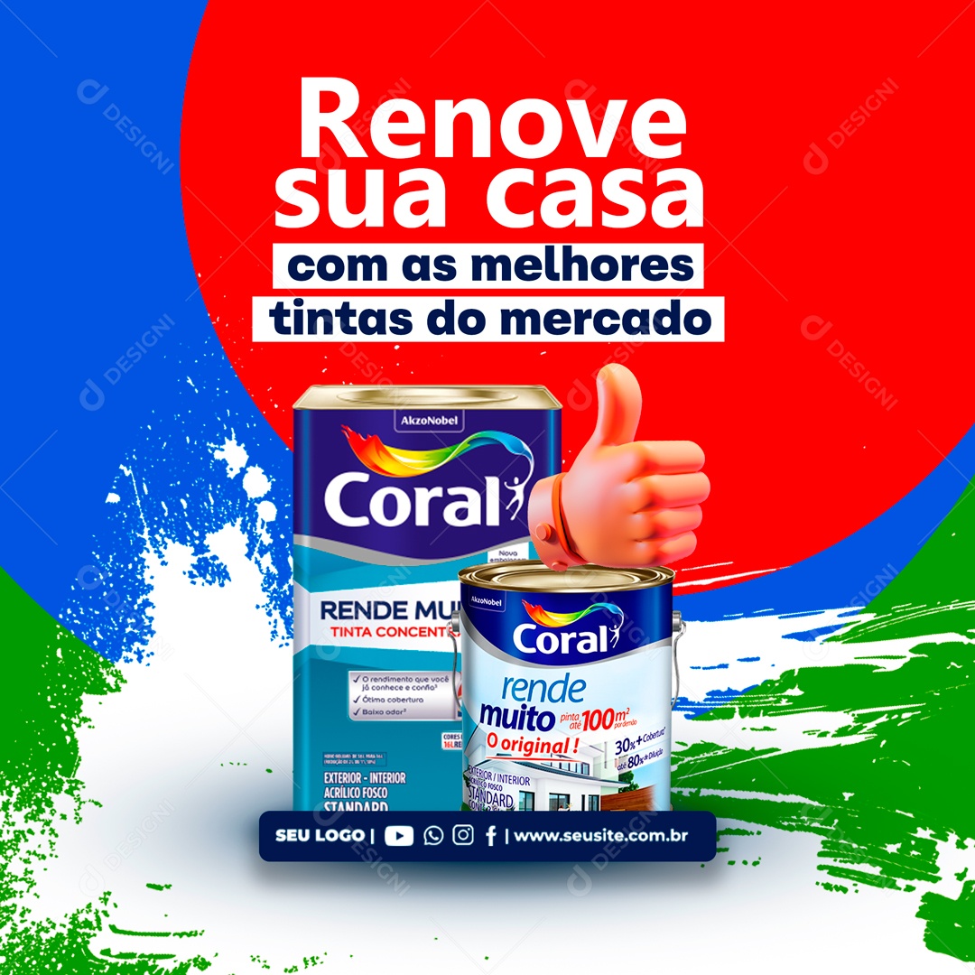 Renove sua Casa com as Melhores Tintas do Mercado Social Media PSD Editável