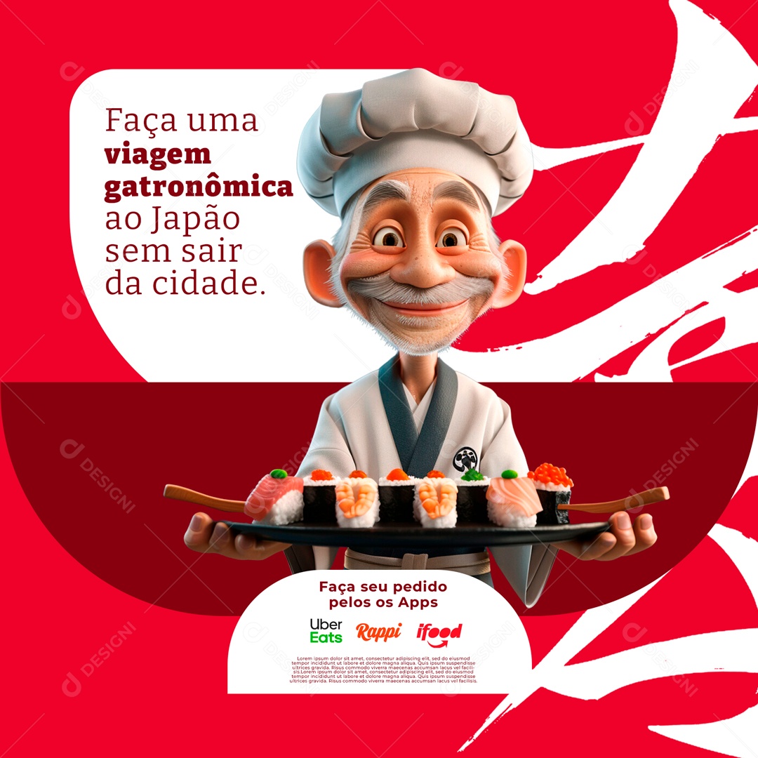 Faça uma Viagem Gastronômica ao Japão sem Sair da Cidade Social Media PSD Editável