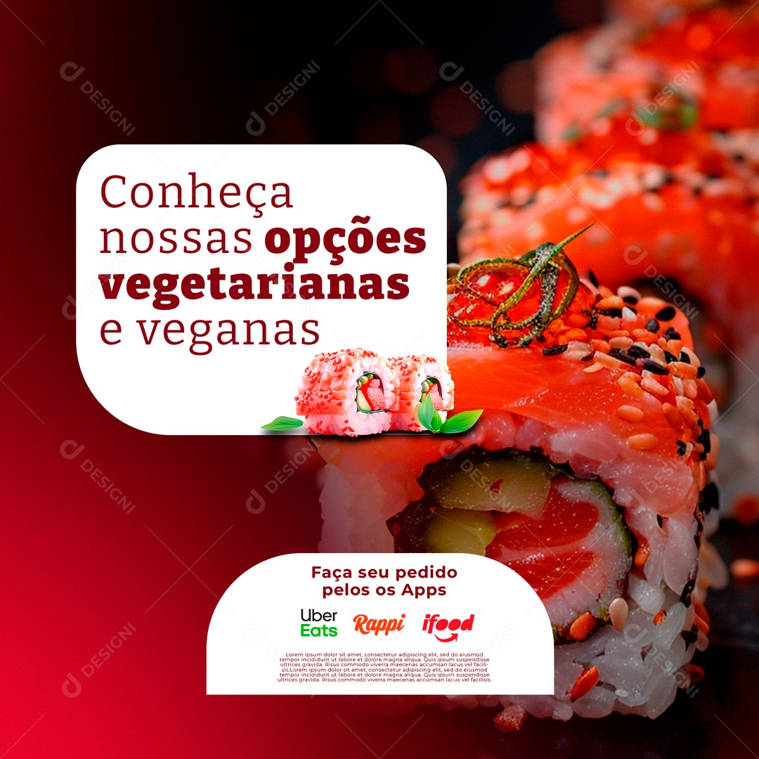 Conheça nossas Opções Vegetarianas e Veganas Social Medias PSD  Editável