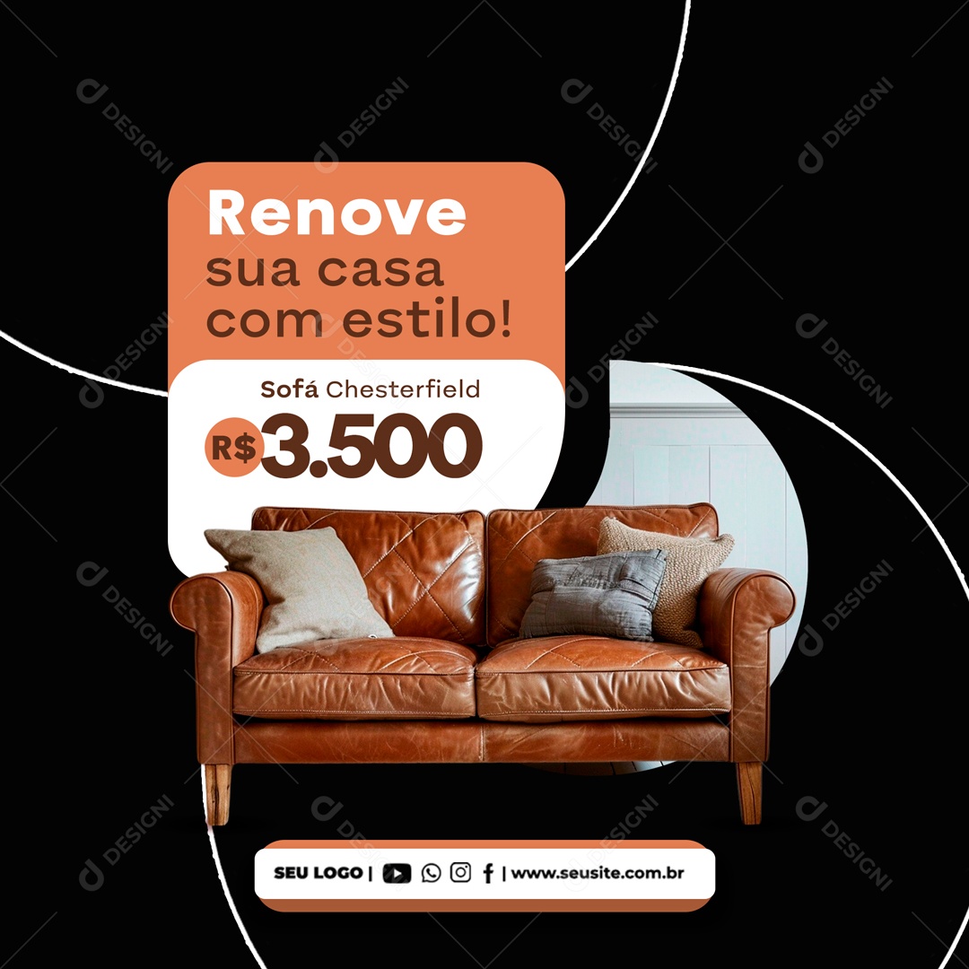 Renove sua Casa com Estilo Sofá Chesterfield Social Media PSD Editável