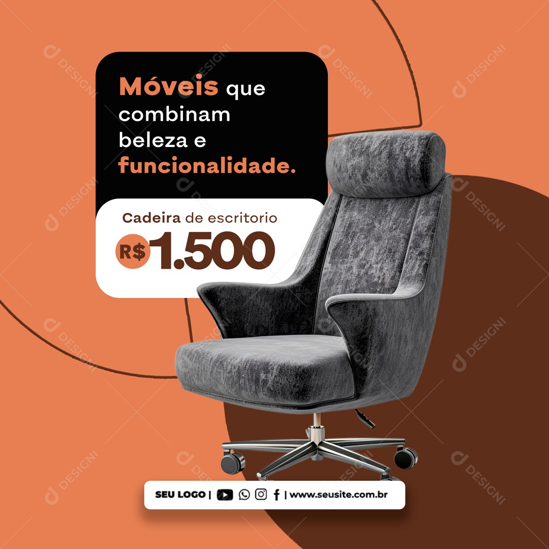 Móveis que Combinam Beleza e Funcionalidade Social Media PSD Editável