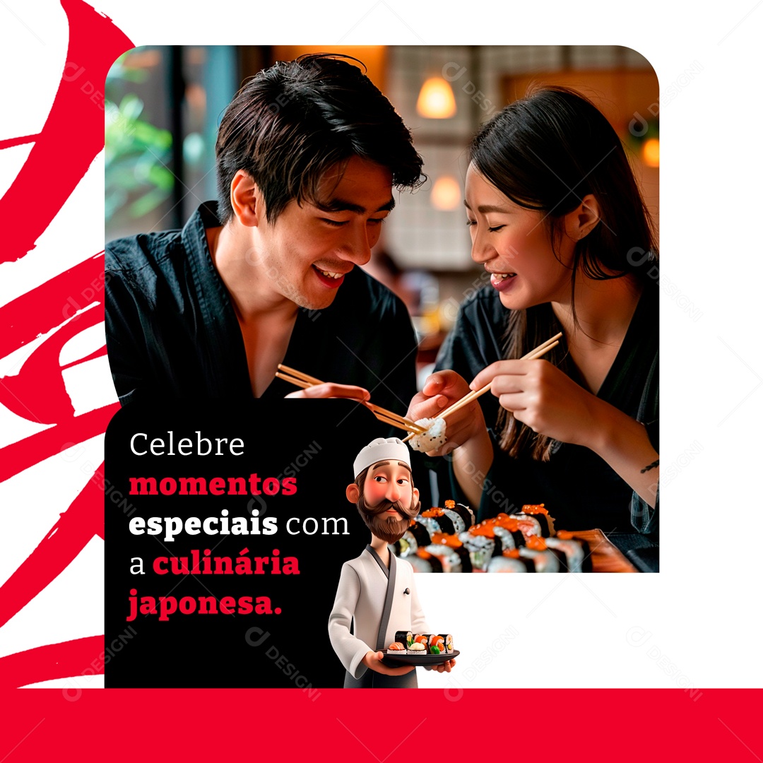 Celebre Momentos Especiais com a Culinária Japonesa Social Media PSD Editável