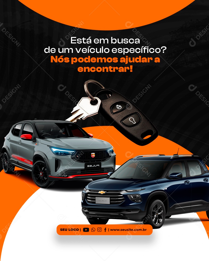 Está em Busca de um Veículo Específico Social Media PSD Editável