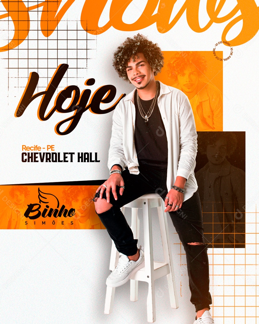 Flyer Hoje Binho Simões Social Media PSD Editável