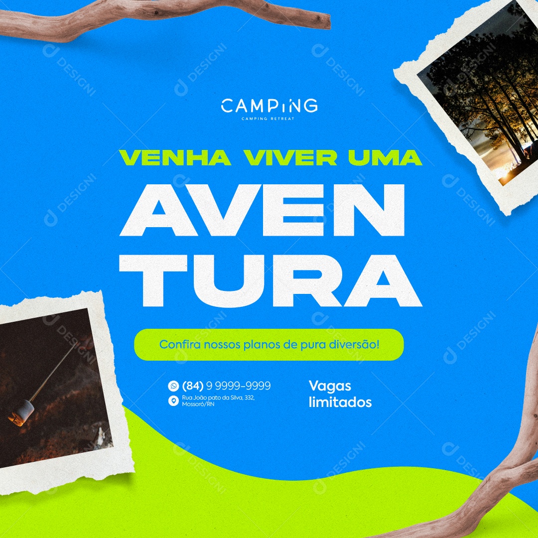 Acampamento Venha Viver Uma Aventura Social Media PSD Editável