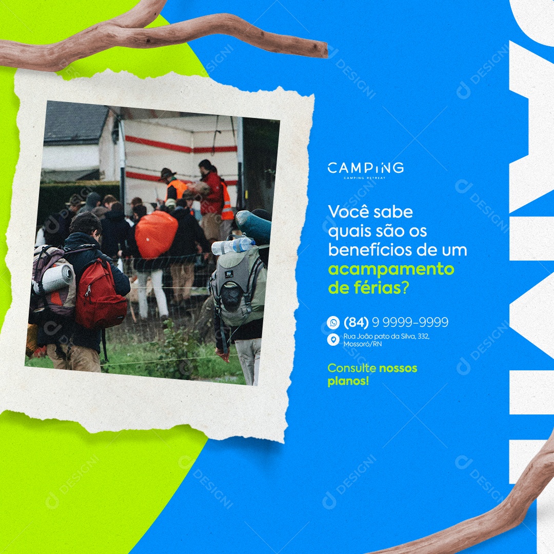 Benefícios de Um Acampamento de Férias Social Media PSD Editável