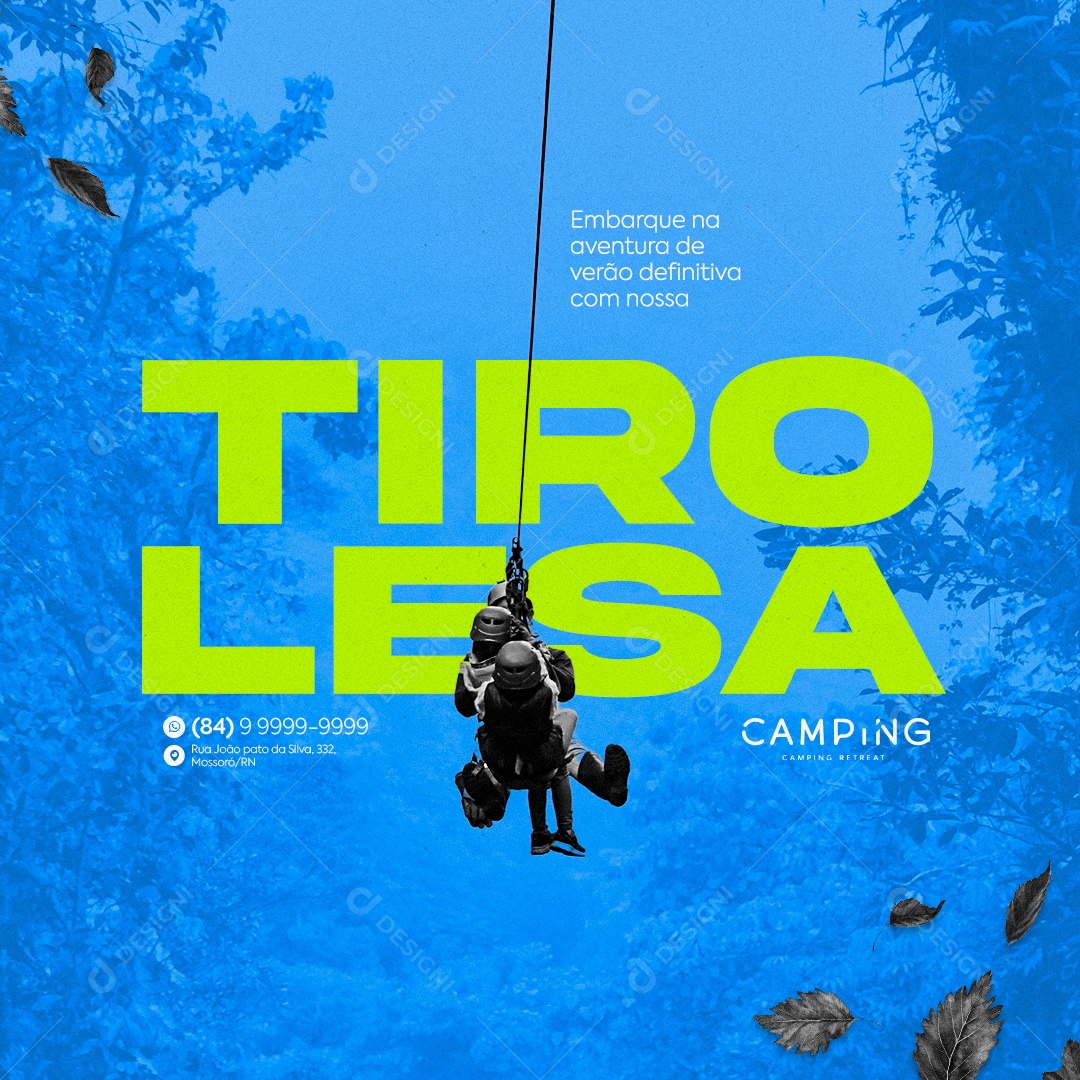 Acampamento Embarque na Aventura Tirolesa Social Media PSD Editável