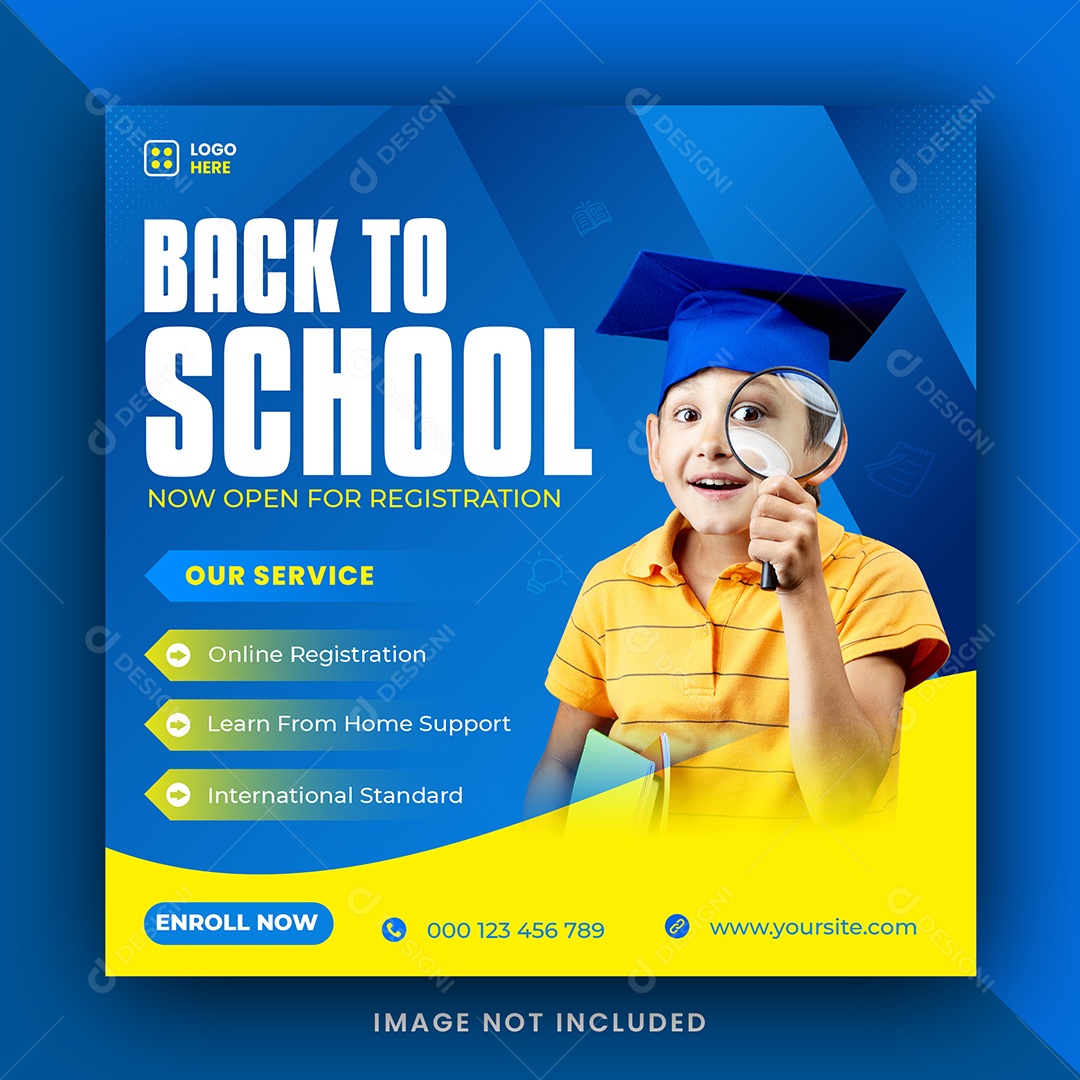 Social Media Escola de Admissão Social Media PSD Editável